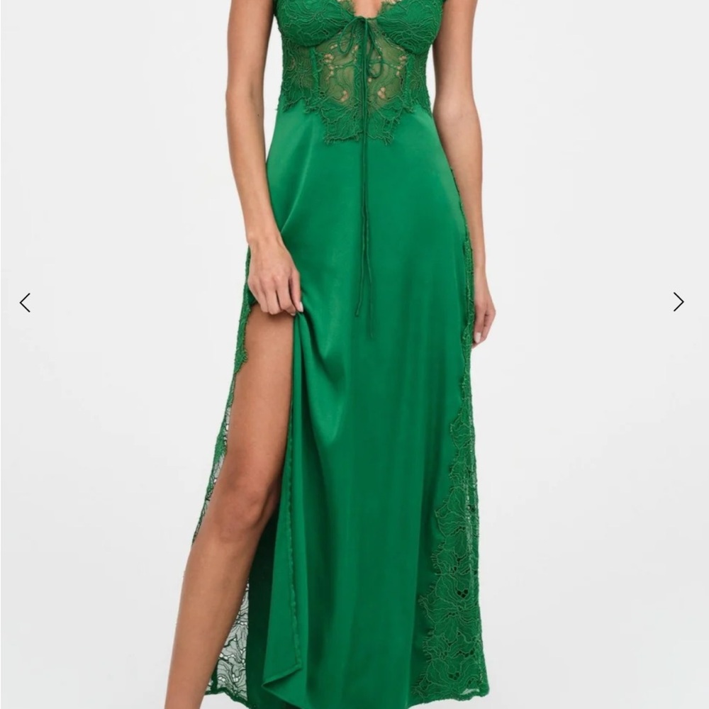 For Love And Lemons Green Lace Casey Maxi Dress